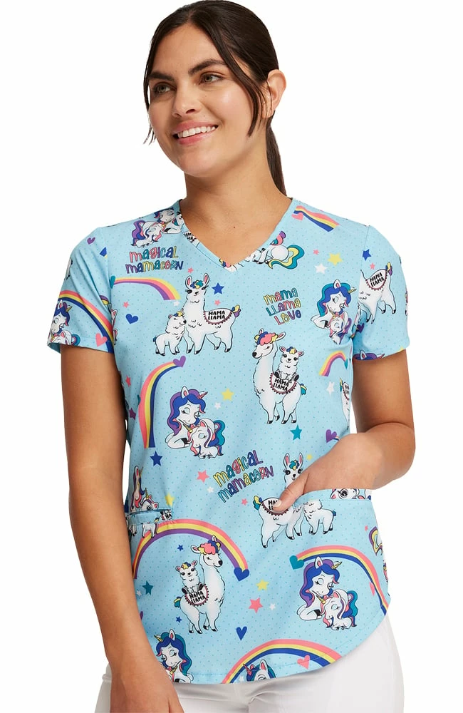 Cherokee Women's Rainbow Mamas Print Scrub Top - Image 5