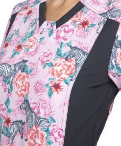 Cherokee Clearance Women's Knit Panel Soft Safari Print Scrub Top -Silverts-shop 5 ck ck641 printclearance 650