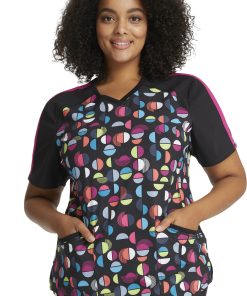 Cherokee Clearance Women's Geo Nouveau Print Scrub Top -Silverts-shop 5 ck ck645 printclearance 650