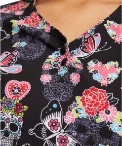 Cherokee Women's Sugar Skull Flutter Print Scrub Top 5 Cherokee Women's Sugar Skull Flutter Print Scrub Top -Silverts-shop 5 ck ck732 print 650