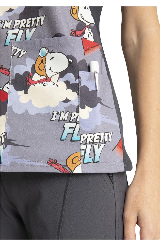 Cherokee Clearance Women's Beagle Patrol Print Scrub Top - Image 5