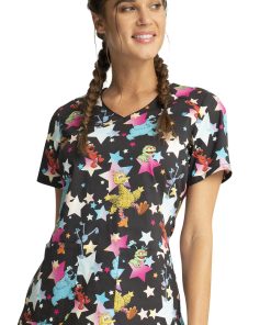 Cherokee Clearance Women's Stars Of Sesame Print Scrub Top 6 Cherokee Clearance Women's Stars Of Sesame Print Scrub Top -Silverts-shop 5 ck tf659 printclearance 650