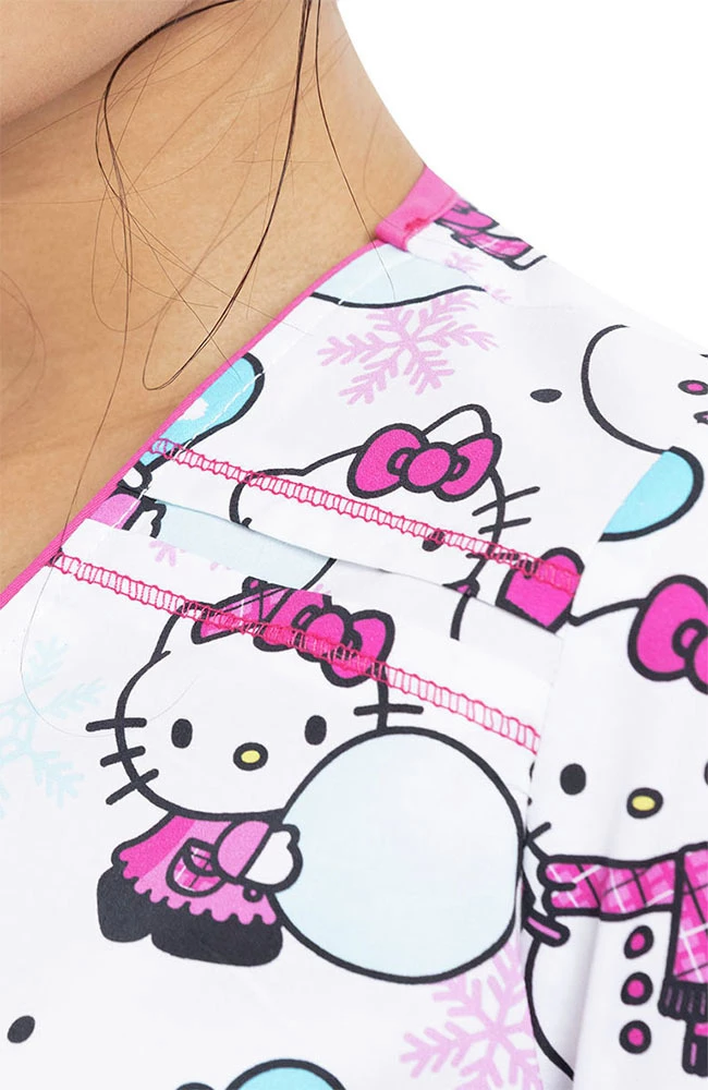 Cherokee Clearance Women's Winter Hello Kitty Print Scrub Top - Image 5
