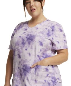Dickies Women's Tonal Tie Dye Lavender Print Scrub Top -Silverts-shop 5 di dk623 print 650