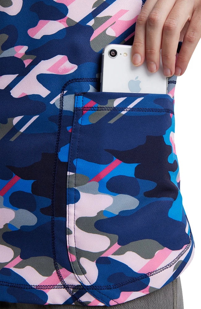 Dickies Women's V-Neck Camo In Line Print Scrub Top - Image 5