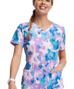Dickies Women's Soft Camo-tion Print Scrub Top -Silverts-shop 5 di dk731 print 650 2