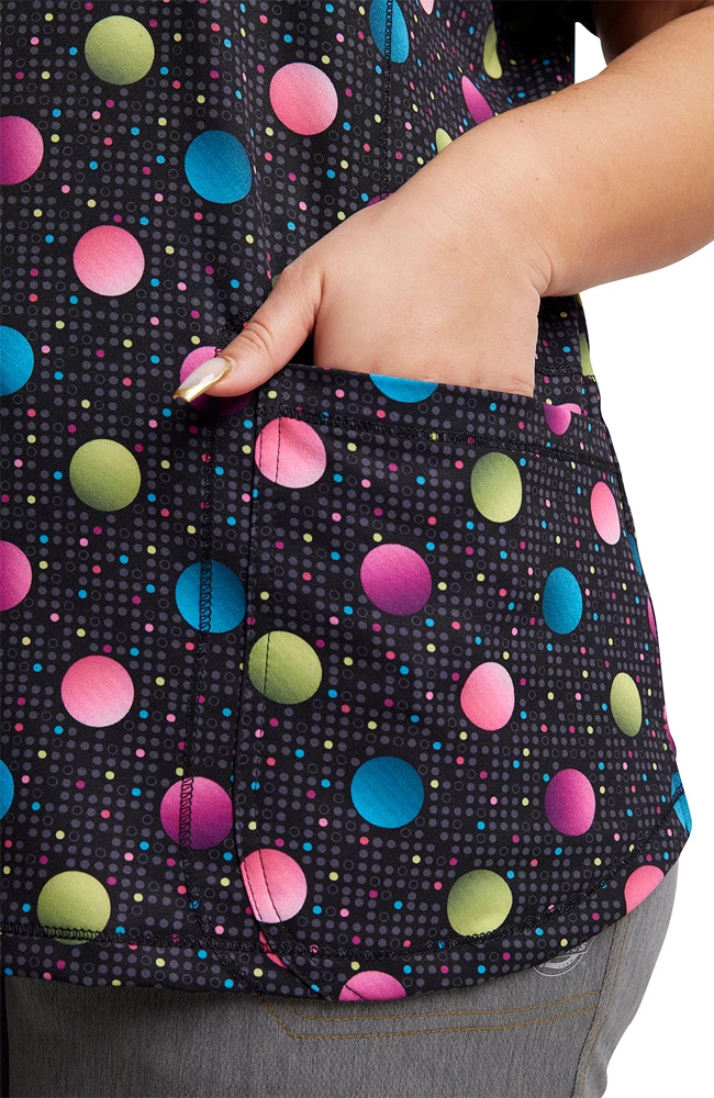 Dickies Women's V-Neck Dot's Poppin' Print Scrub Top - Image 5