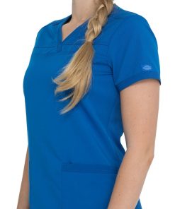 Dickies Women's V-Neck Rib Knit Panel Solid Scrub Top -Silverts-shop 5 di dk870 650