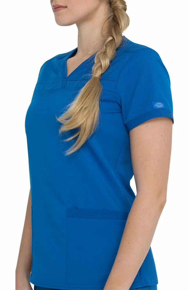 Dickies Women's V-Neck Rib Knit Panel Solid Scrub Top - Image 5