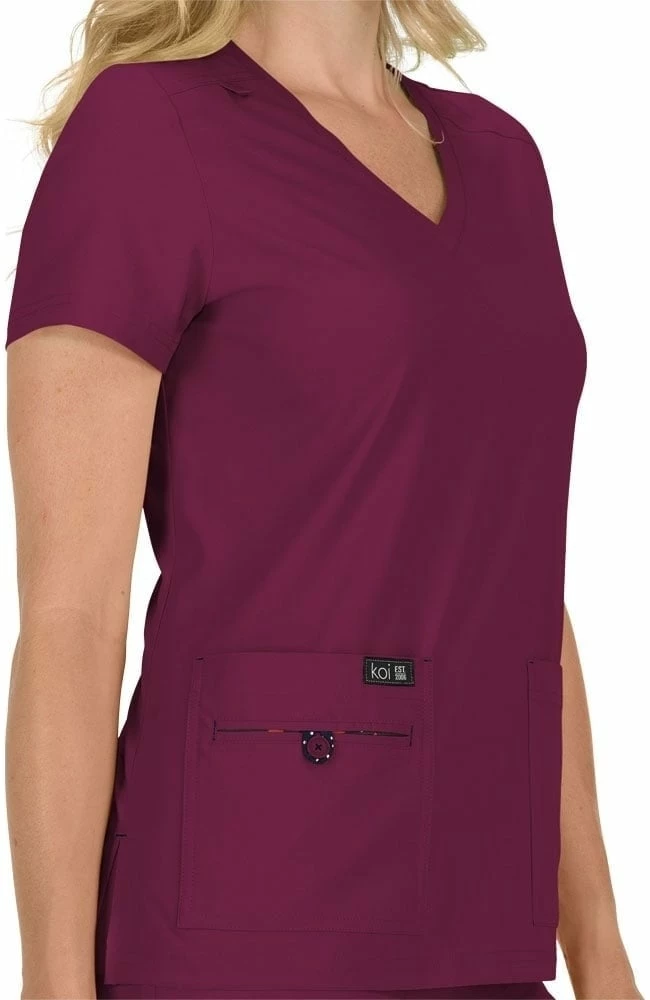 Koi Women's Becca V-Neck Solid Scrub Top & Laurie Yoga Scrub Pant Set - Image 5