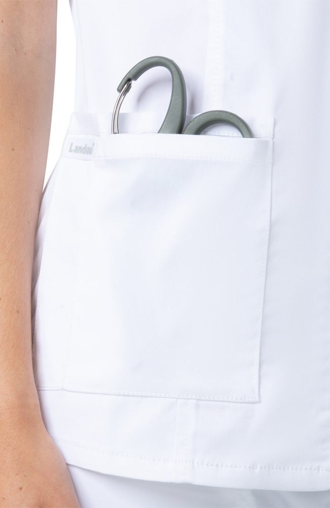 Women's Collared Zip Front Solid Scrub Top Landau Women's Collared Zip Front Solid Scrub Top -Silverts-shop 5 ln 4173prv 650