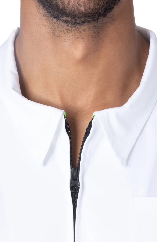 Landau Men's Collared Zip Front Solid Scrub Top - Image 5