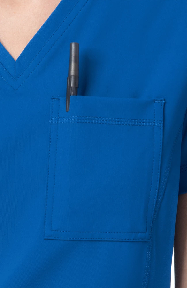 Urbane Women's Stripe Trim Solid Scrub Top - Image 5