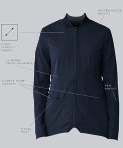 Medelita Women's Kinetic Bomber Solid Scrub Jacket -Silverts-shop 5 md sj11831 650