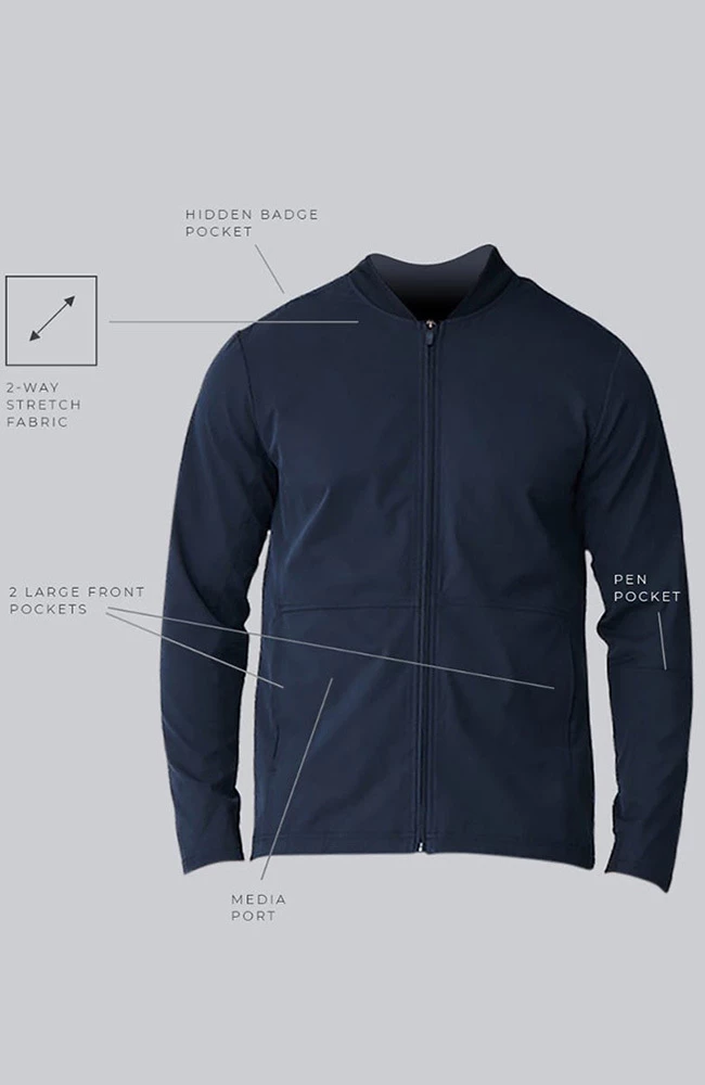 Medelita Men's Kinetic Bomber Solid Scrub Jacket - Image 5