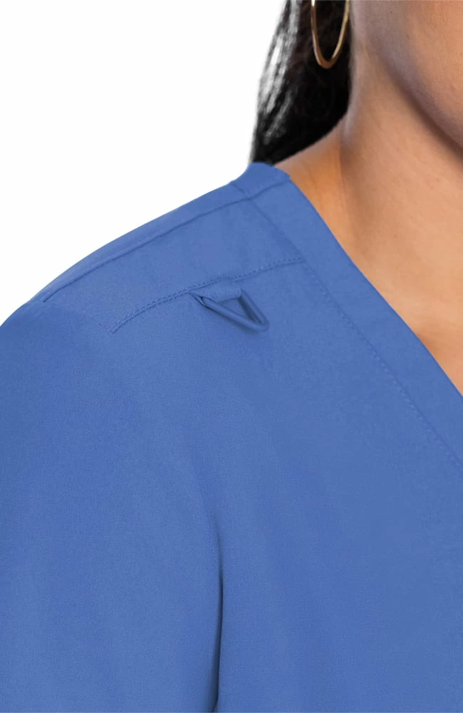 Med Couture Clearance Women's Knit Back Solid Scrub Top - Image 5