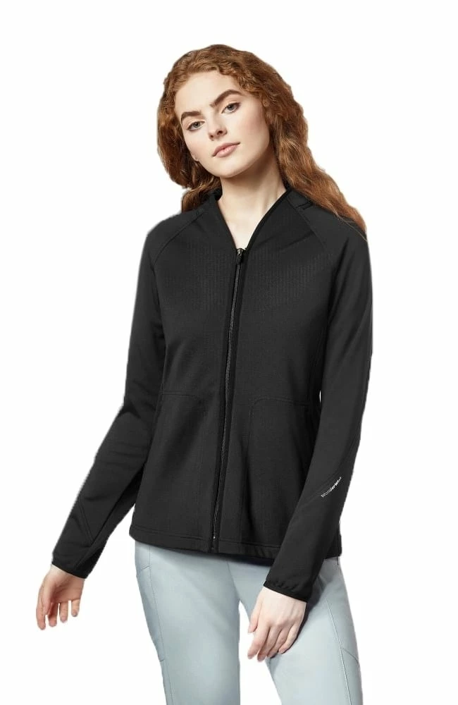 Clearance WonderFlex By Wonderwink Women's Fleece Solid Scrub Jacket - Image 5