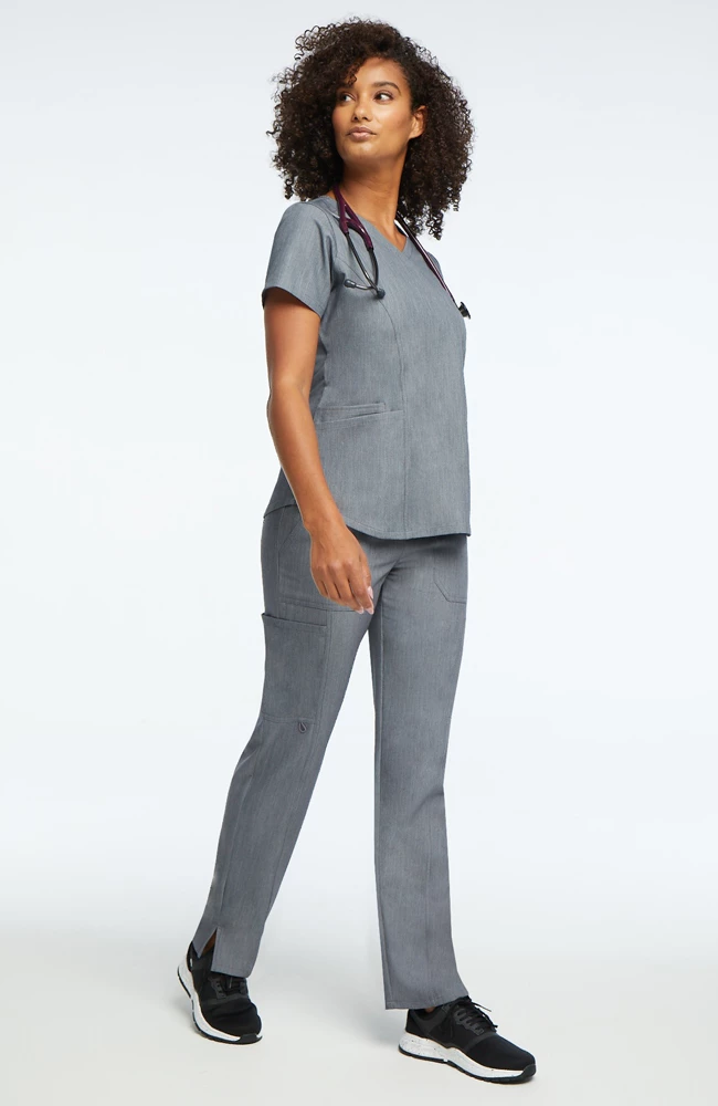 AllHeart Clearance Women's V-Neck Solid Scrub Top & Yoga Scrub Pant Set - Image 6