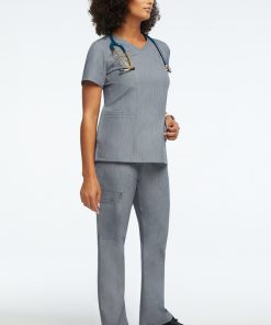 AllHeart Clearance Women's Mock Wrap Solid Scrub Top & Cargo Scrub Pant Set -Silverts-shop 6 ah lsset9 clearance 650