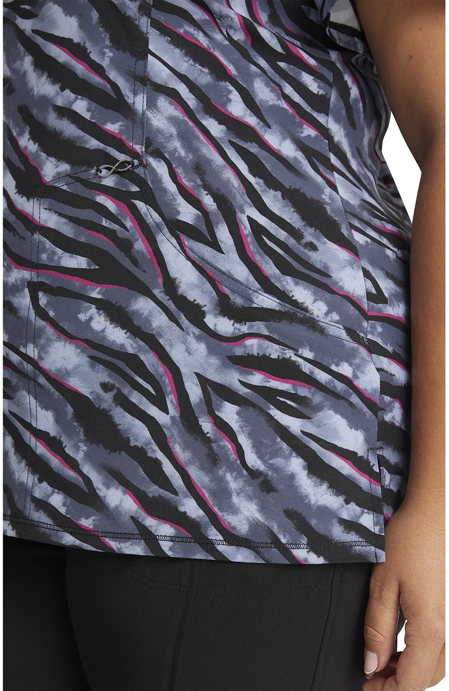 Cherokee Clearance Women's Mock Wrap Wild For Tie Dye Print Scrub Top - Image 6