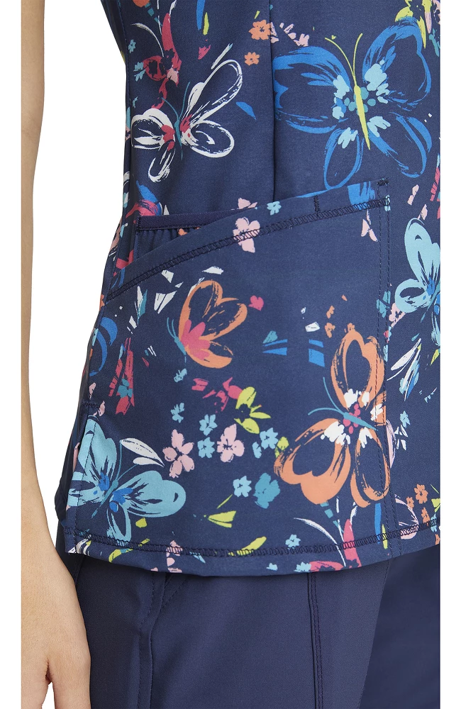 Cherokee Clearance Women's Flutter Floral Print Scrub Top - Image 6