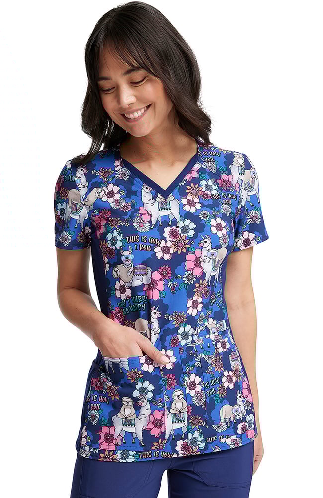 Women's Happy Pals Print Scrub Top Cherokee Women's Happy Pals Print Scrub Top -Silverts-shop 6 ck ck636 print 650