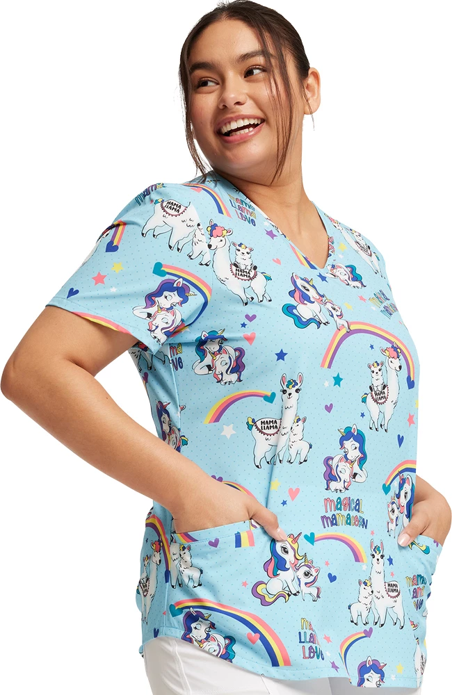 Cherokee Women's Rainbow Mamas Print Scrub Top - Image 6