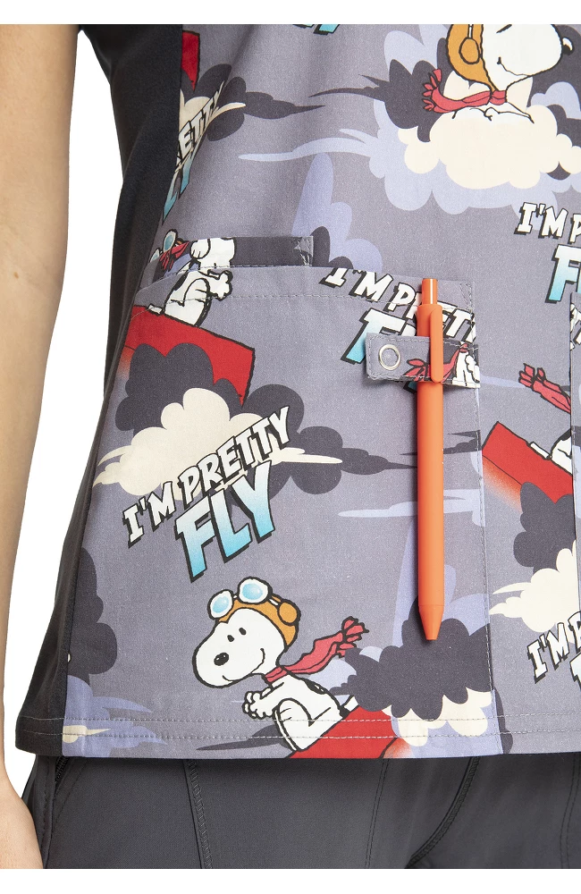 Cherokee Clearance Women's Beagle Patrol Print Scrub Top - Image 6