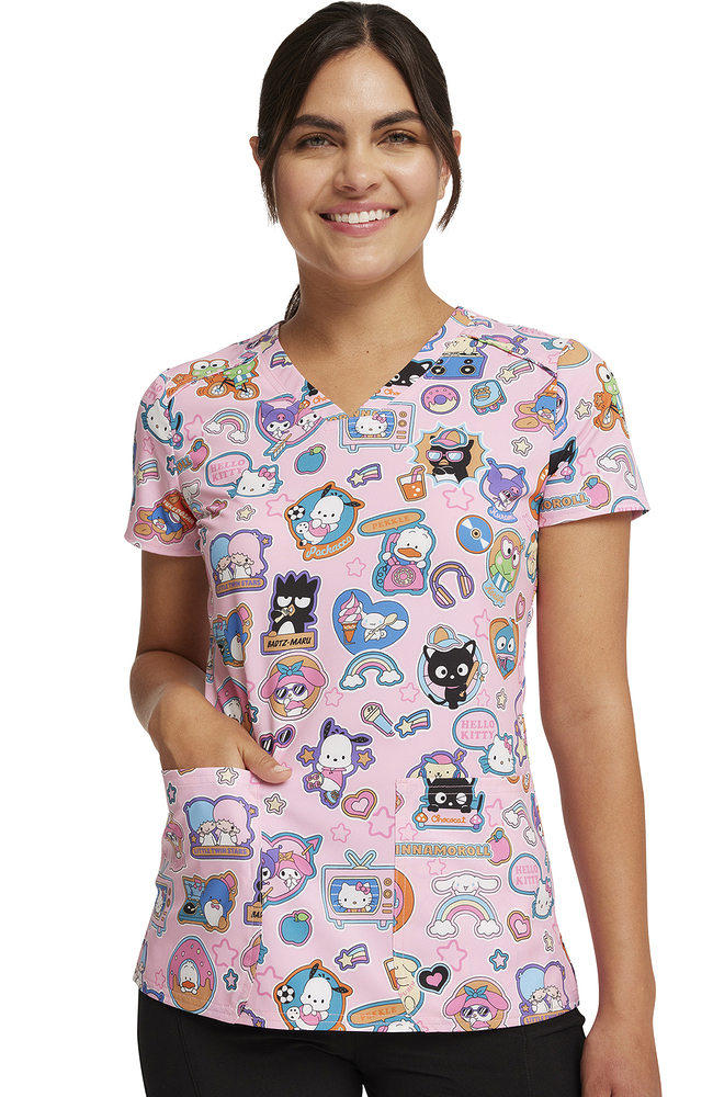 Women's Supercute Stickers Print Scrub Top Cherokee Women's Supercute Stickers Print Scrub Top -Silverts-shop 6 ck tf776 print 650 1