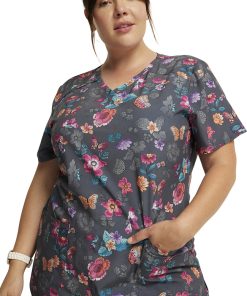 Dickies Women's Butterflies Abloom Print Scrub Top 7 Dickies Women's Butterflies Abloom Print Scrub Top -Silverts-shop 6 di dk616 print 650 1