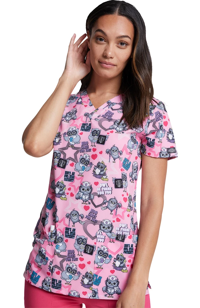 Dickies Clearance Women's Hoo Cares For You Print Scrub Top - Image 6