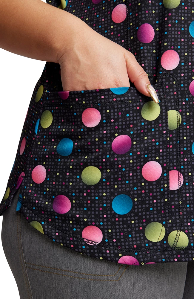 Dickies Women's V-Neck Dot's Poppin' Print Scrub Top - Image 6