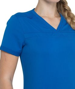 Dickies Women's V-Neck Rib Knit Panel Solid Scrub Top -Silverts-shop 6 di dk870 650
