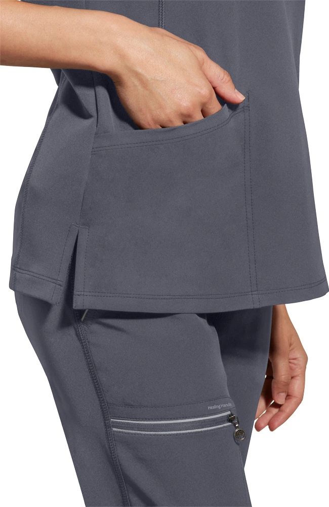 Healing Hands Women's Sonia Zip Y-Neck Scrub Top - Image 6
