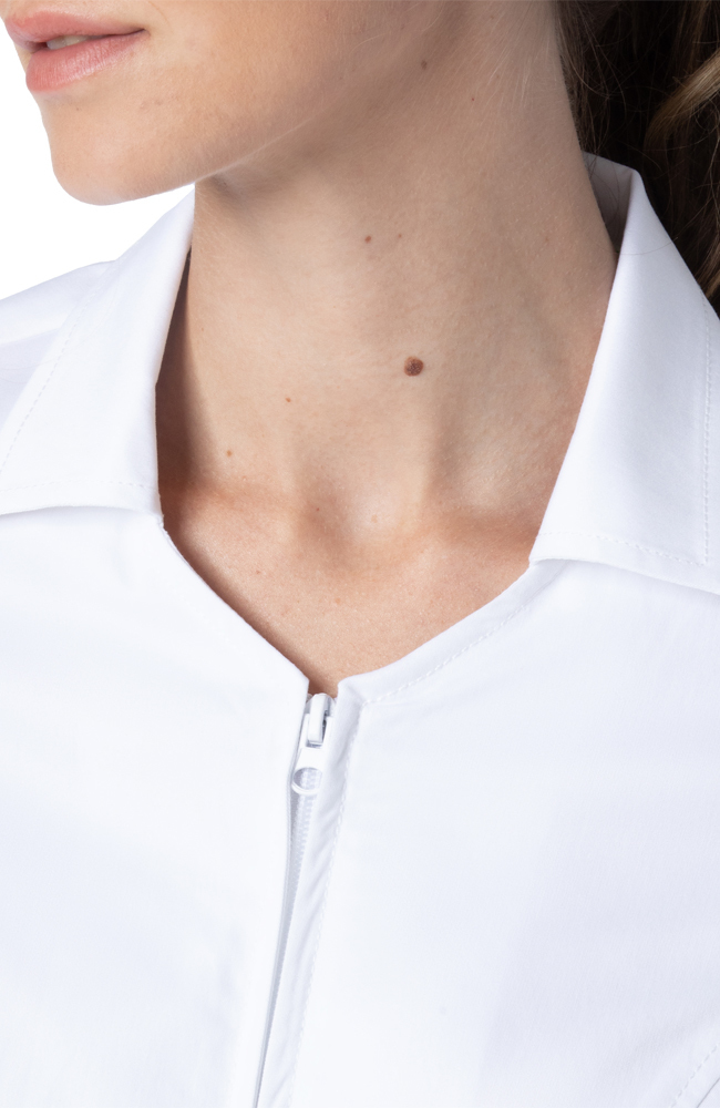 Women's Collared Zip Front Solid Scrub Top Landau Women's Collared Zip Front Solid Scrub Top -Silverts-shop 6 ln 4173prv 650