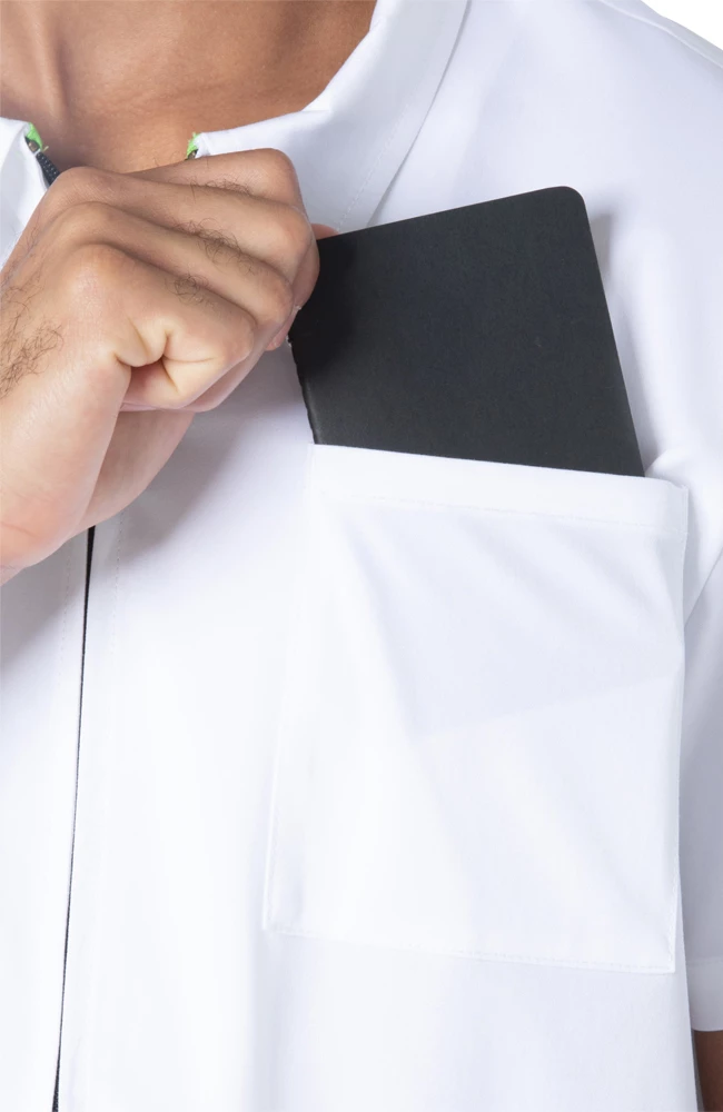 Landau Men's Collared Zip Front Solid Scrub Top - Image 6