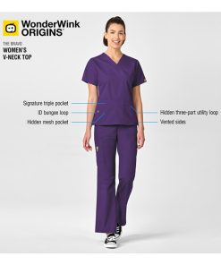WonderWink Clearance Women's Bravo Lady Fit V-Neck Solid Scrub Top 13 WonderWink Clearance Women's Bravo Lady Fit V-Neck Solid Scrub Top -Silverts-shop 6 wk 6016 clearance 650