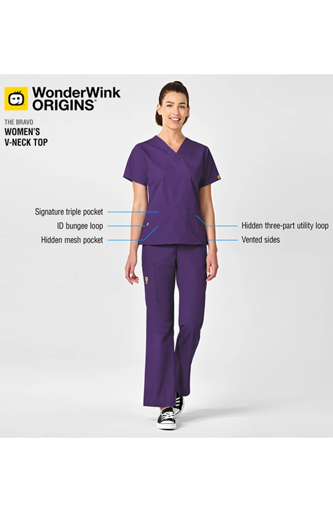 WonderWink Clearance Women's Bravo Lady Fit V-Neck Solid Scrub Top - Image 6