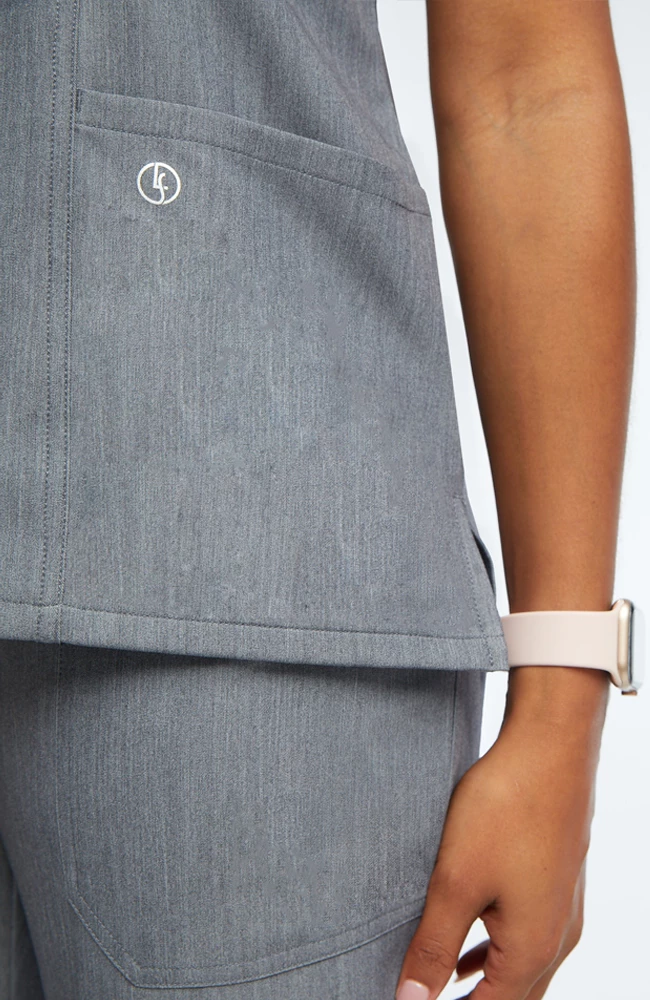 AllHeart Clearance Women's Mock Wrap Solid Scrub Top & Cargo Scrub Pant Set - Image 7