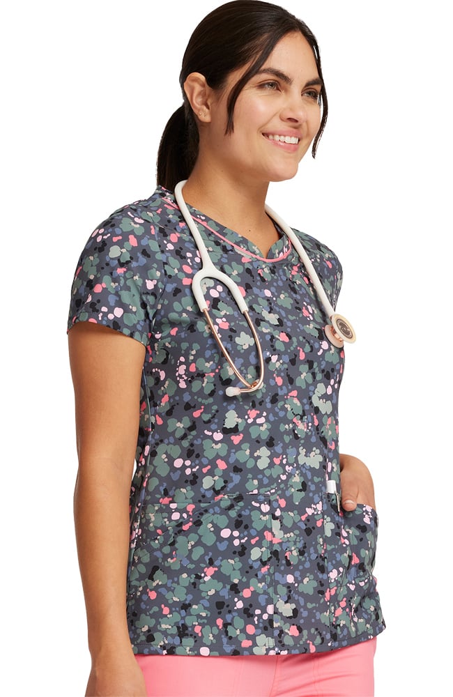 Women's What The Speck? Print Scrub Top Cherokee Women's What The Speck? Print Scrub Top -Silverts-shop 7 ck ck678 print 650