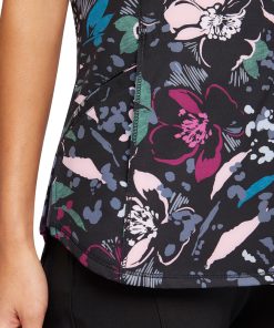 Cherokee Women's Zip-Front Wild Fleur You Print Scrub Top -Silverts-shop 7 ck ck772 print 650