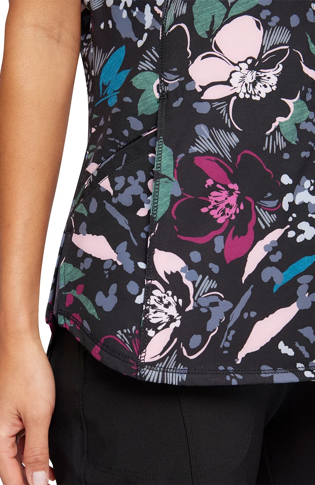 Cherokee Women's Zip-Front Wild Fleur You Print Scrub Top - Image 7