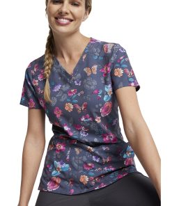 Dickies Women's Butterflies Abloom Print Scrub Top 8 Dickies Women's Butterflies Abloom Print Scrub Top -Silverts-shop 7 di dk616 print 650