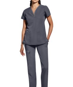 Healing Hands Women's Sonia Zip Y-Neck Scrub Top -Silverts-shop 7 hh 2274 650