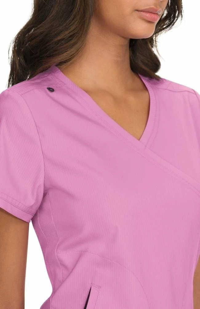 Koi Clearance Women's Philosophy Mock Wrap Side Zipper Solid Scrub Top - Image 7