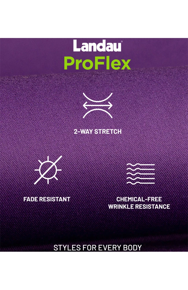 Landau Women's Collared Zip Front Solid Scrub Top - Image 7