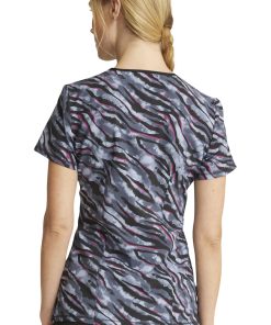 Cherokee Clearance Women's Mock Wrap Wild For Tie Dye Print Scrub Top -Silverts-shop 8 ck ck608 printclearance 650