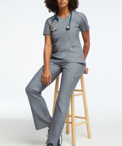 AllHeart Clearance Women's Mock Wrap Solid Scrub Top & Cargo Scrub Pant Set -Silverts-shop 9 ah lsset9 clearance 650